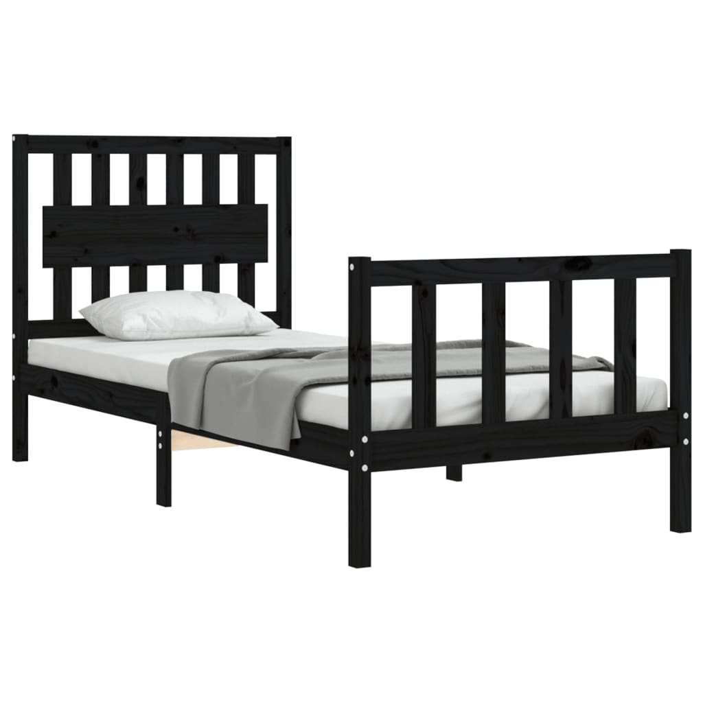 Bed Frame With Headboard 92X187 Cm Single Size Solid Wood