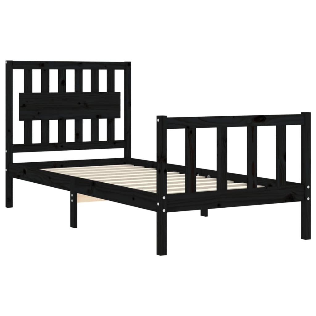 Bed Frame With Headboard 92X187 Cm Single Size Solid Wood