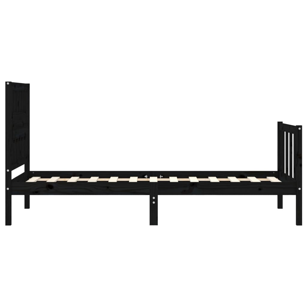 Bed Frame With Headboard 92X187 Cm Single Size Solid Wood