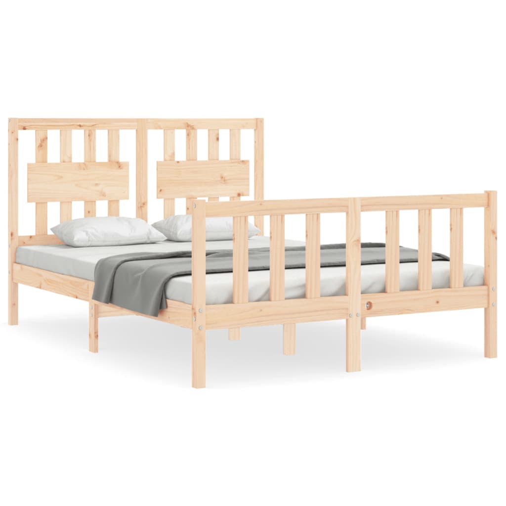 Bed Frame with Headboard 137x187 cm Double Solid Wood