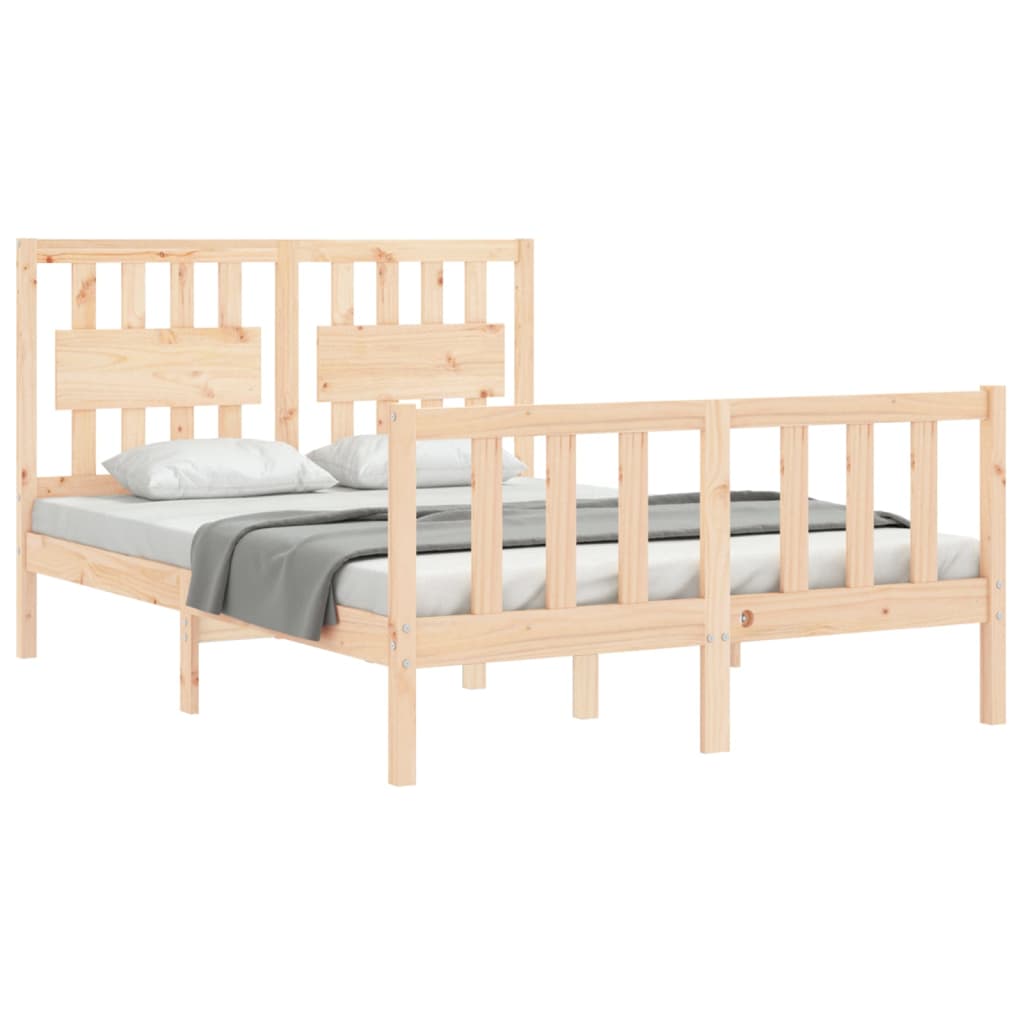 Bed Frame with Headboard 137x187 cm Double Solid Wood