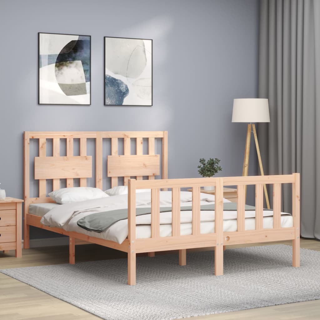 Bed Frame with Headboard 137x187 cm Double Solid Wood