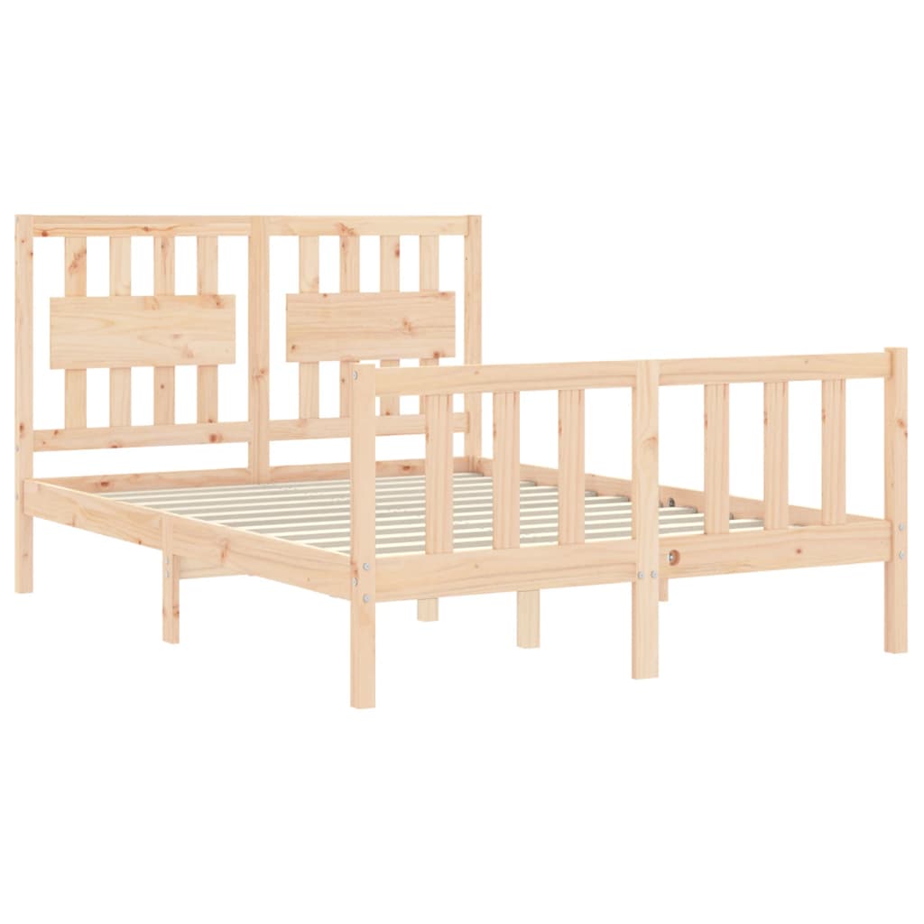 Bed Frame with Headboard 137x187 cm Double Solid Wood