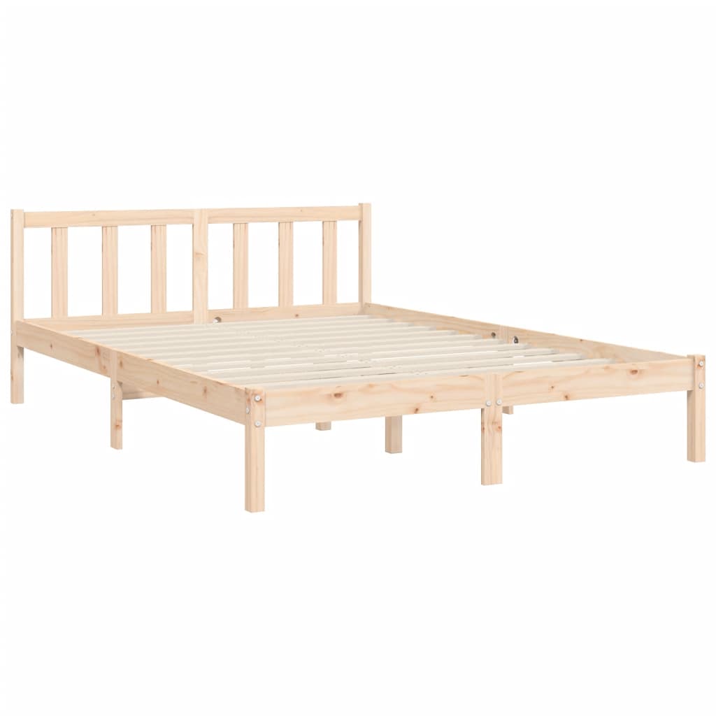 Bed Frame with Headboard 137x187 cm Double Solid Wood