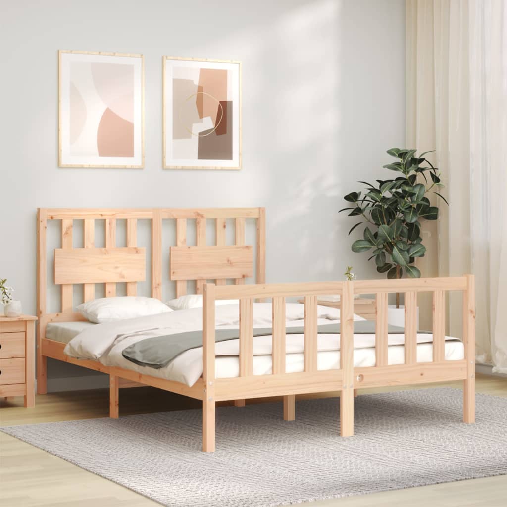 Bed Frame with Headboard 137x187 cm Double Solid Wood