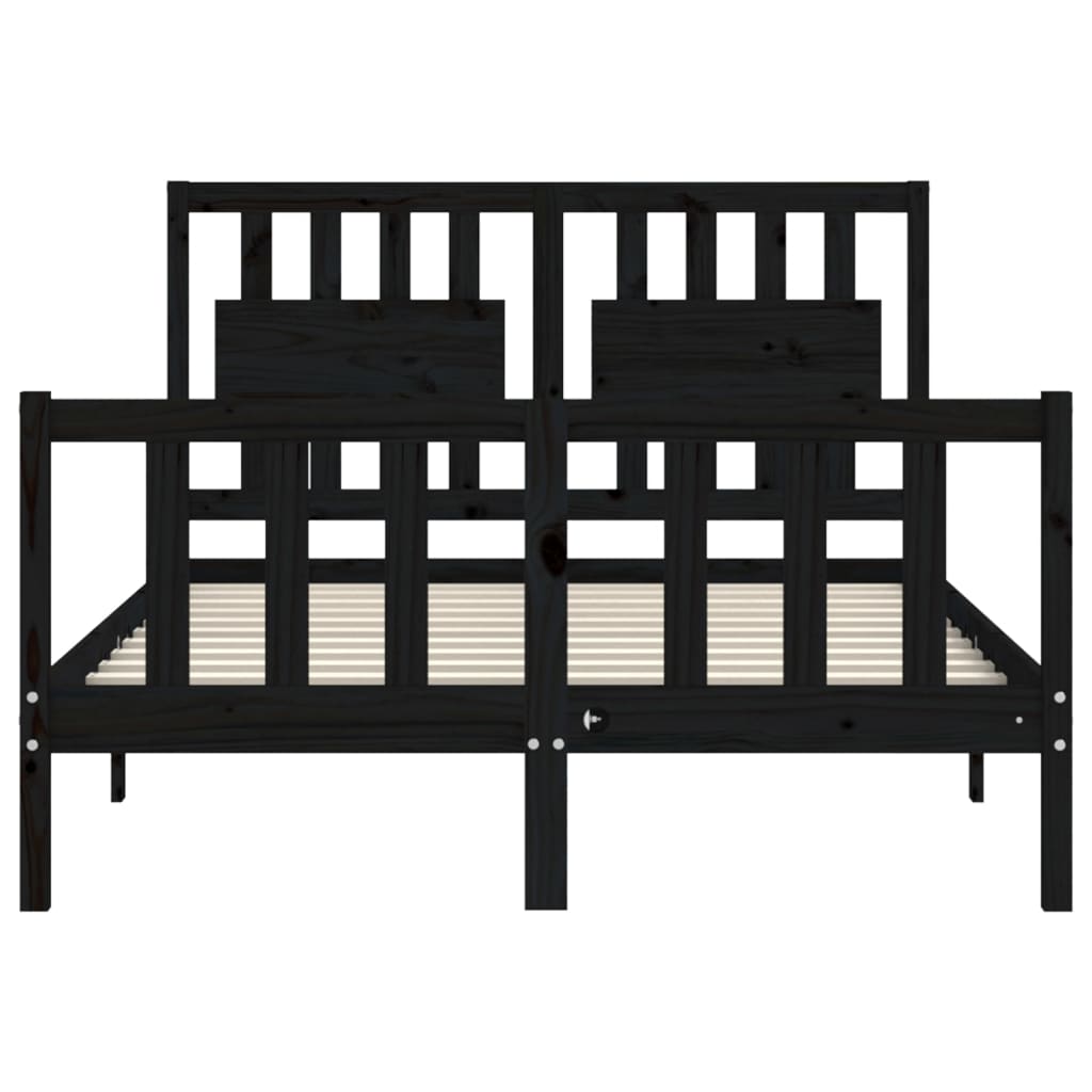 Bed Frame with Headboard Black 137x187 cm Double Solid Wood