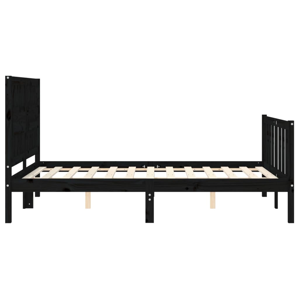 Bed Frame with Headboard Black 137x187 cm Double Solid Wood