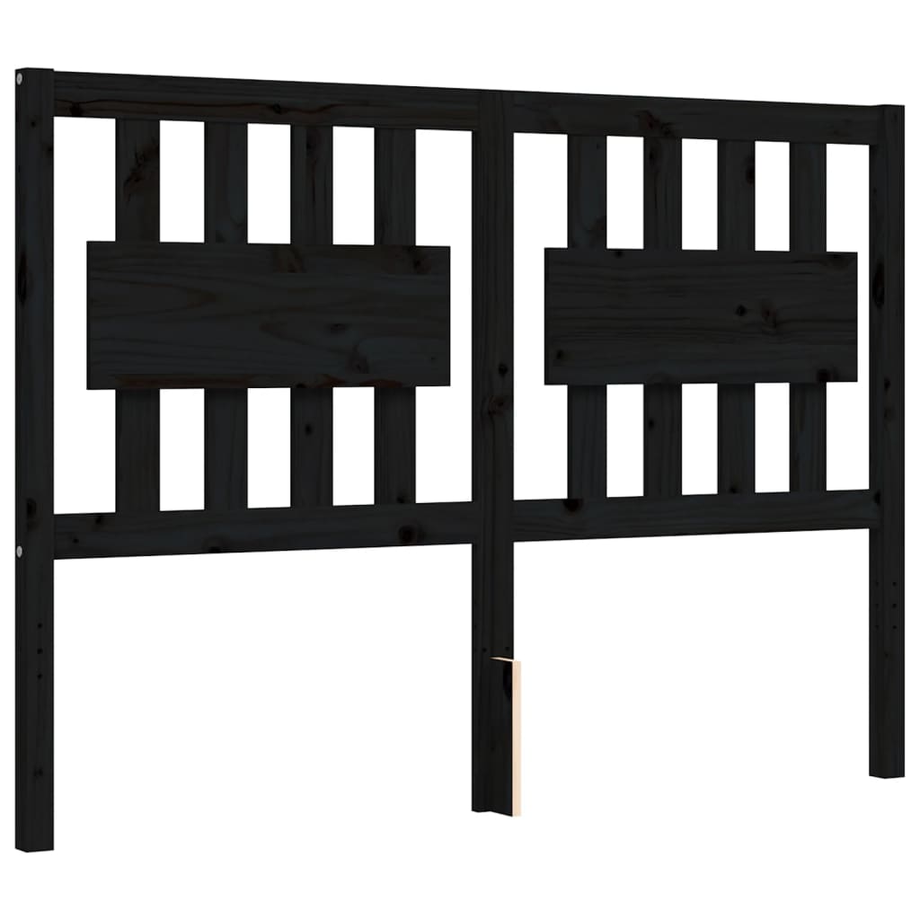 Bed Frame with Headboard Black 137x187 cm Double Solid Wood