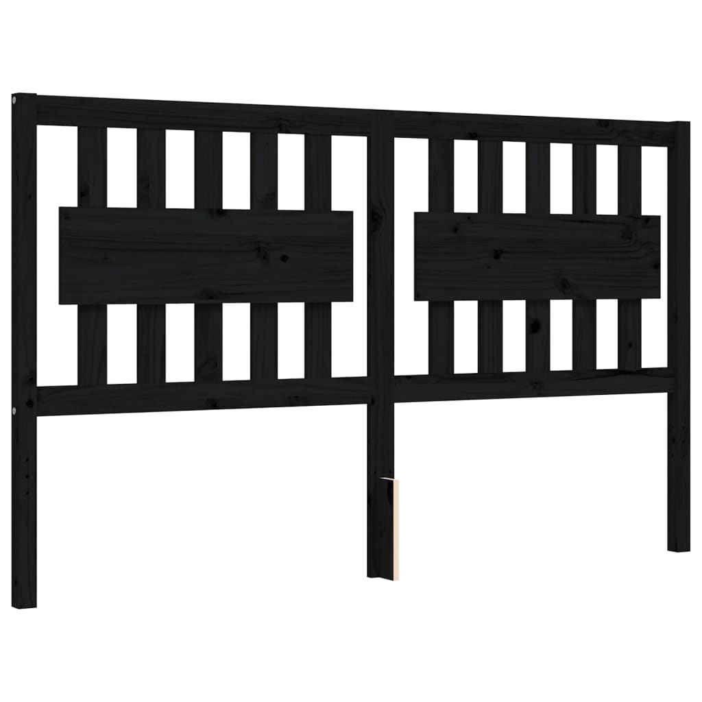 Bed Frame with Headboard Black 153x203 cm Queen Solid Wood