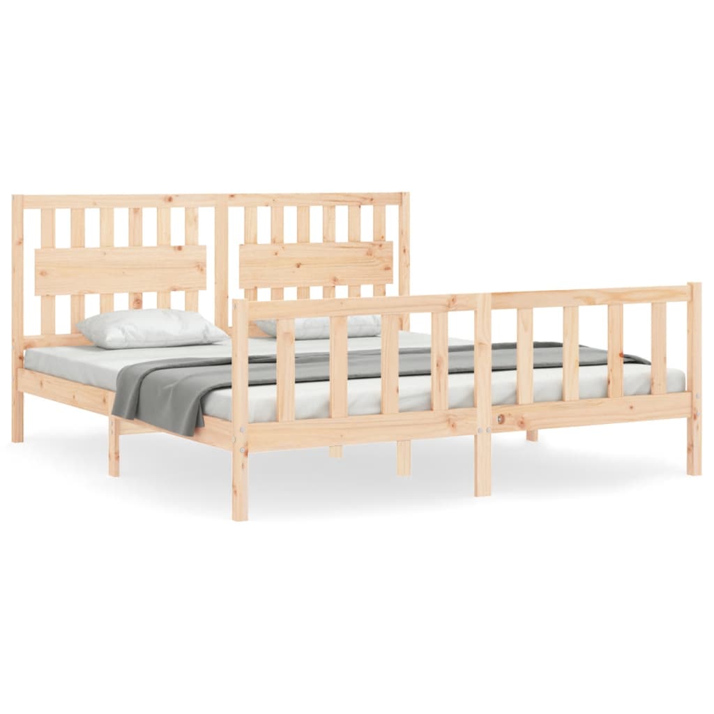 Bed Frame with Headboard 183x203 cm King Solid Wood