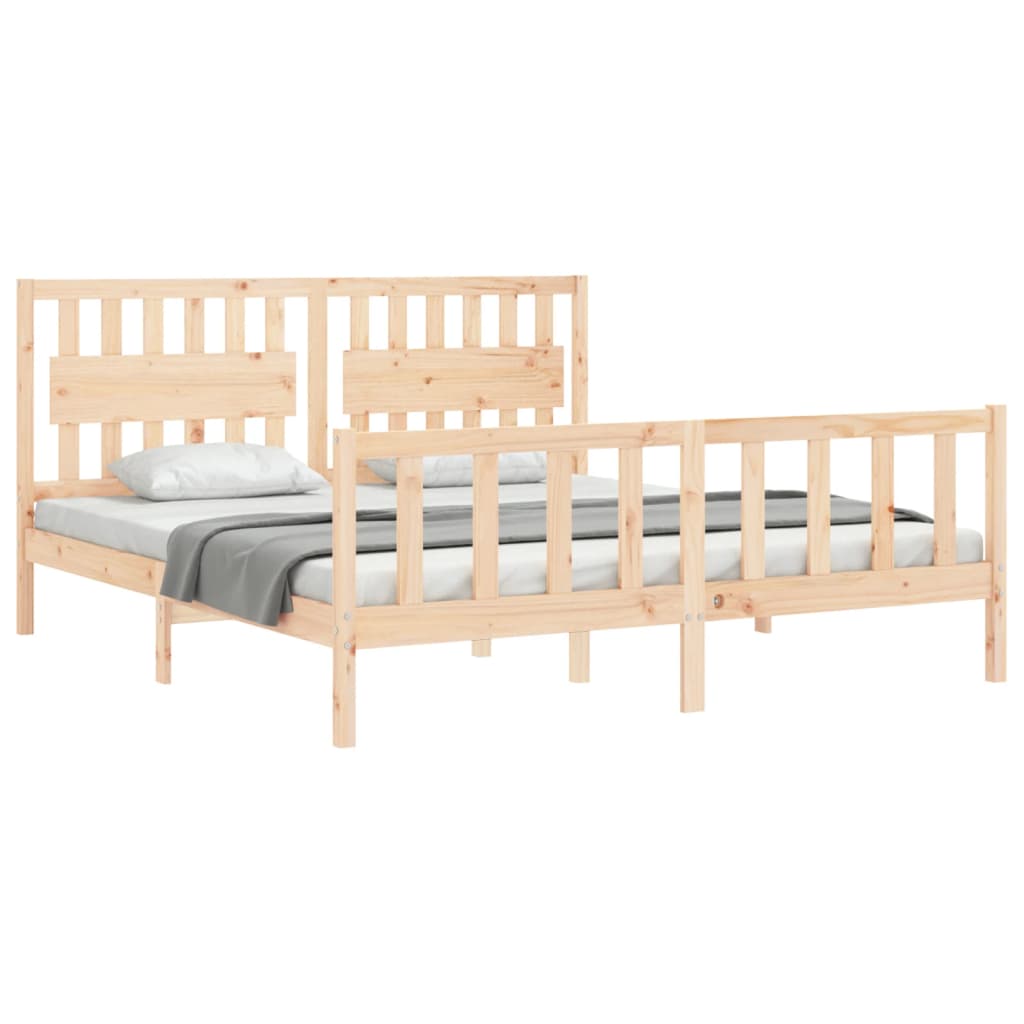 Bed Frame with Headboard 183x203 cm King Solid Wood