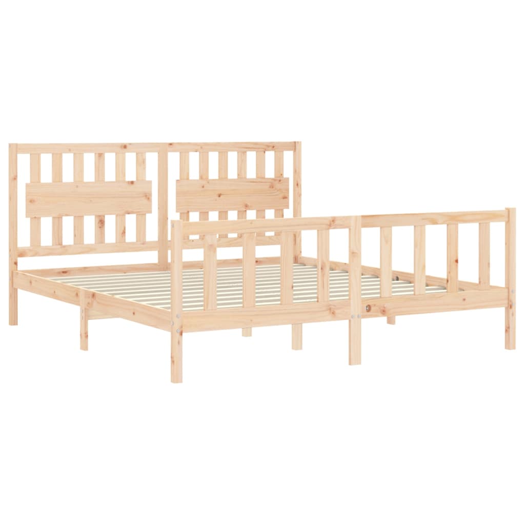 Bed Frame with Headboard 183x203 cm King Solid Wood