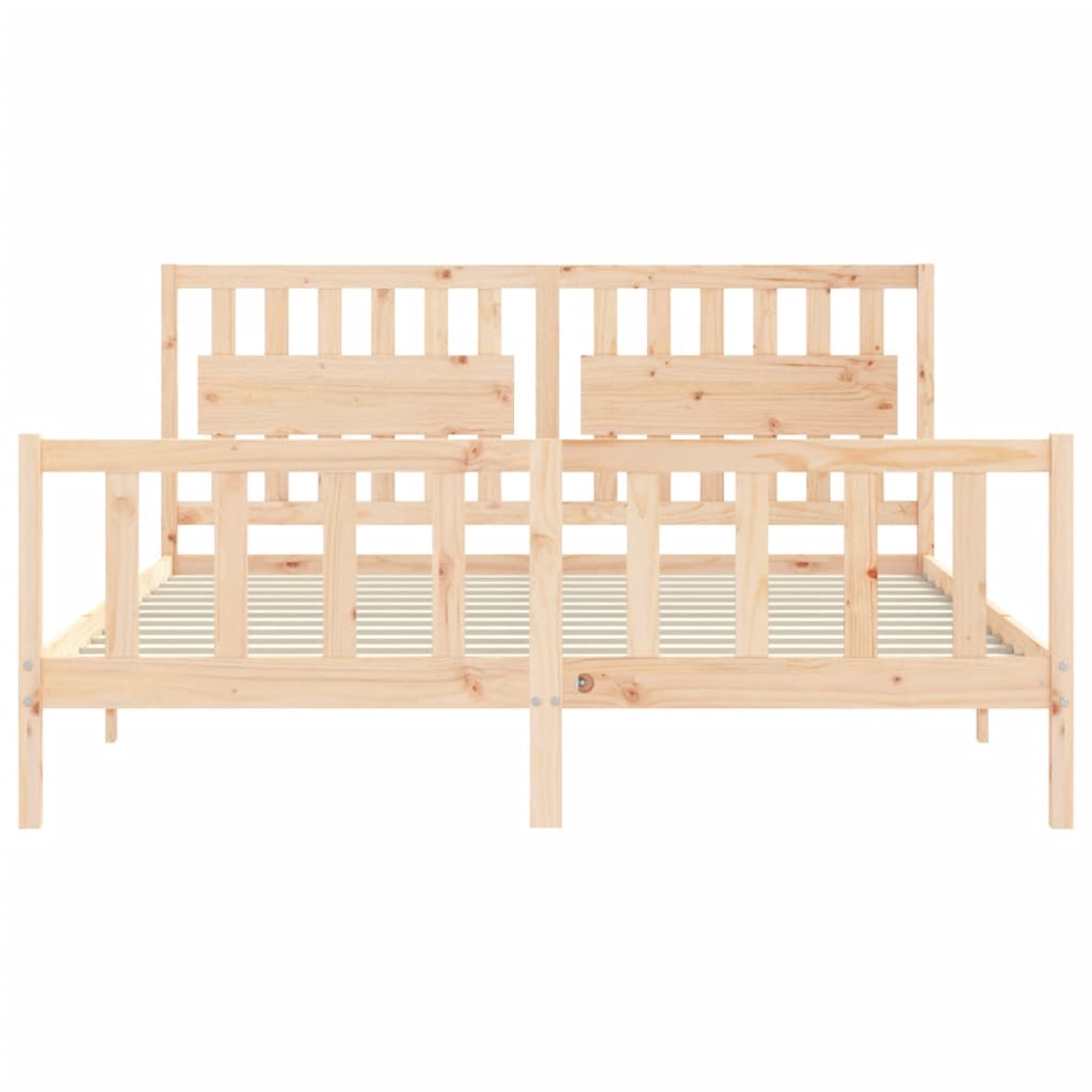 Bed Frame with Headboard 183x203 cm King Solid Wood