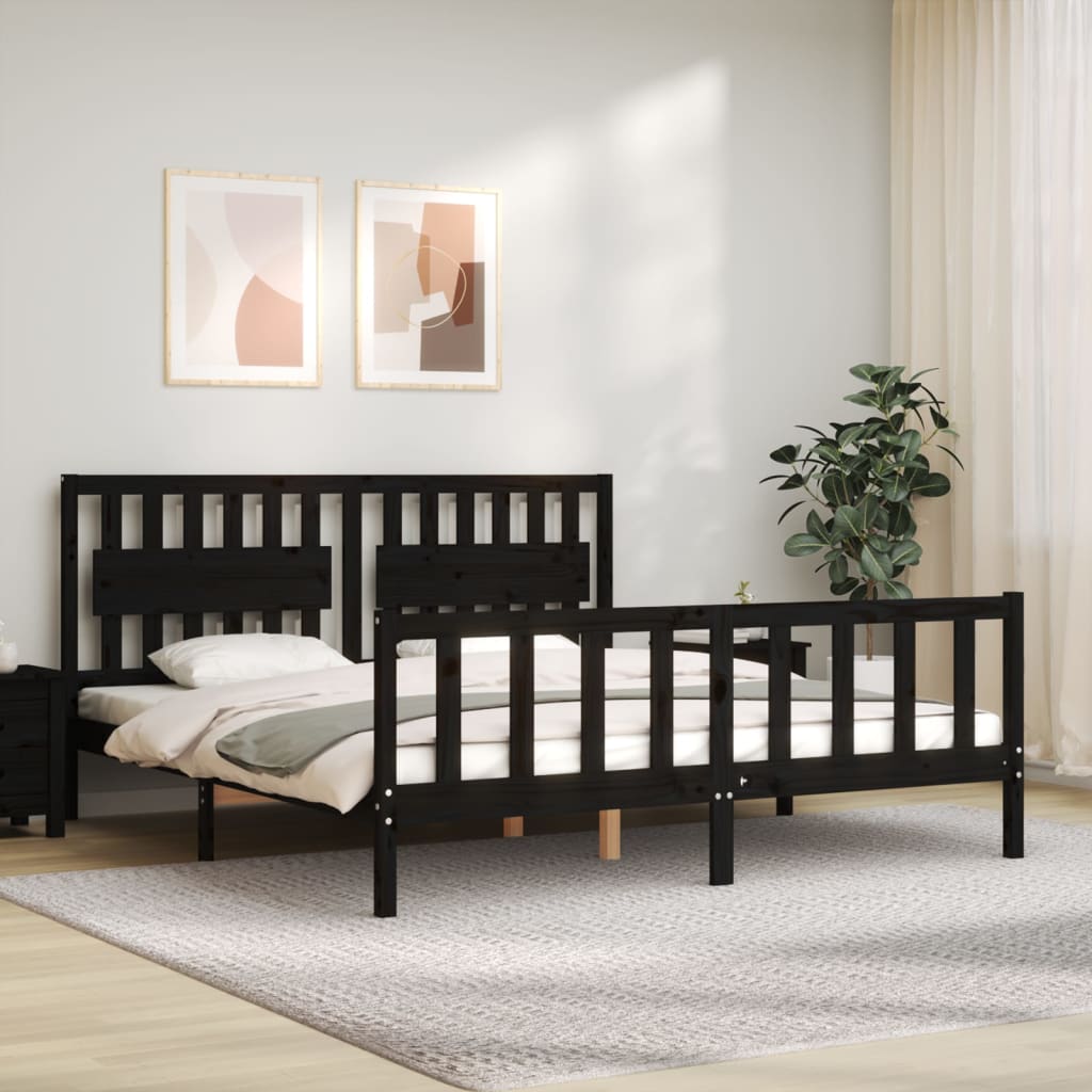 Bed Frame With Headboard 92X187 Cm Single Size Solid Wood