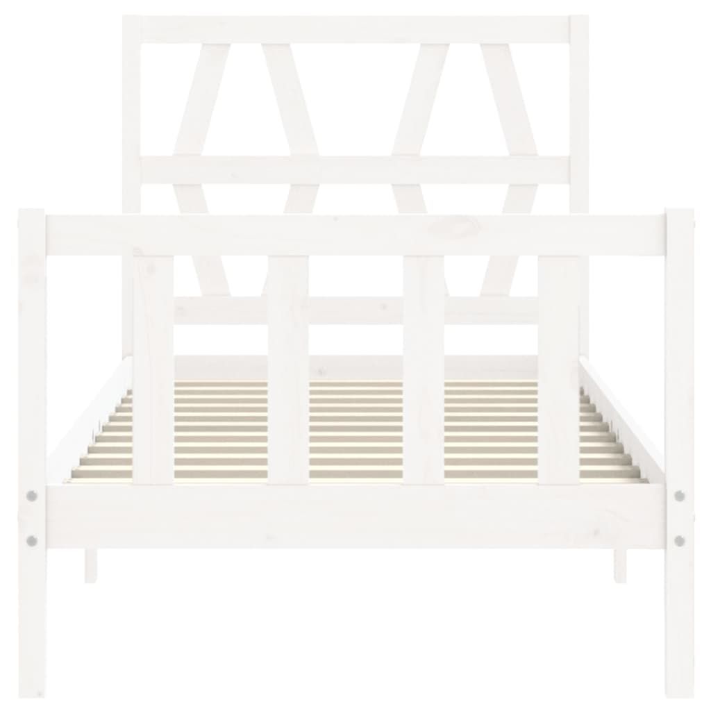 Bed Frame with Headboard White 92x187 cm Single Size Solid Wood