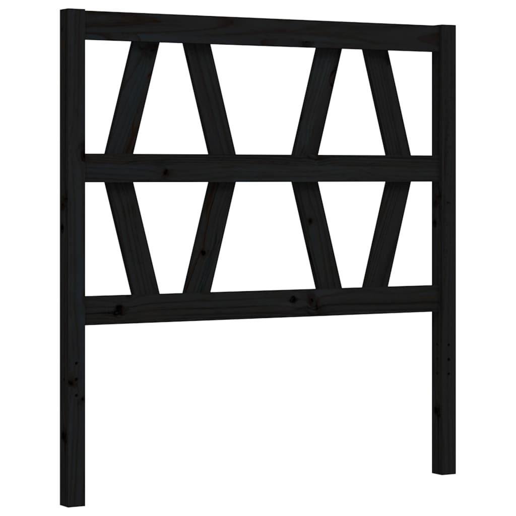 Bed Frame with Headboard Black 92x187 cm Single Size Solid Wood