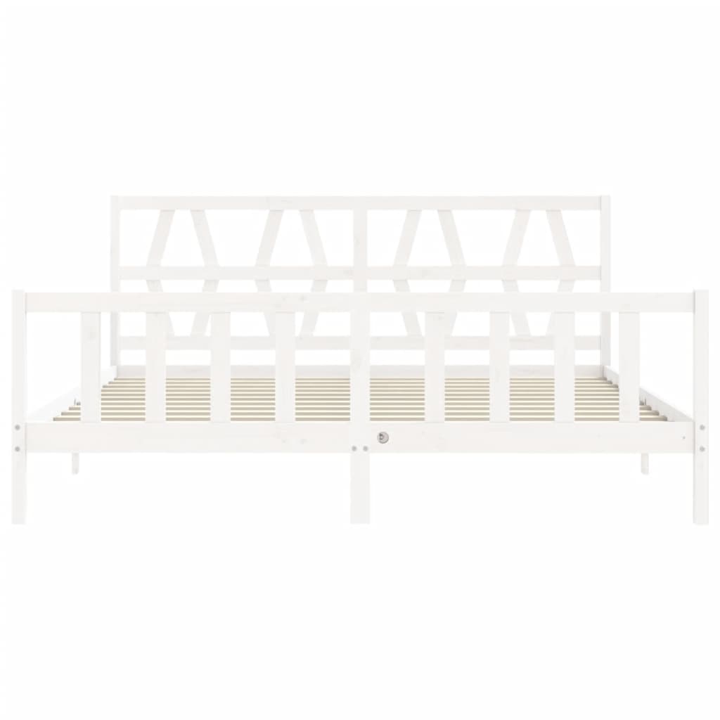 Bed Frame with Headboard White 183x203 cm King Solid Wood