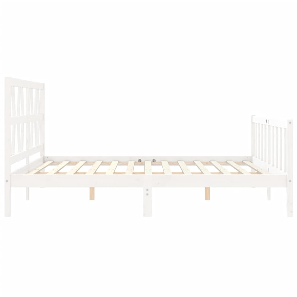 Bed Frame with Headboard White 183x203 cm King Solid Wood