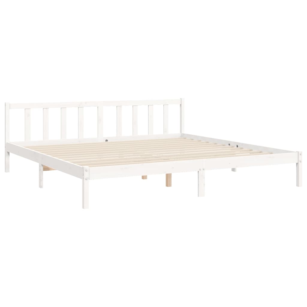 Bed Frame with Headboard White 183x203 cm King Solid Wood