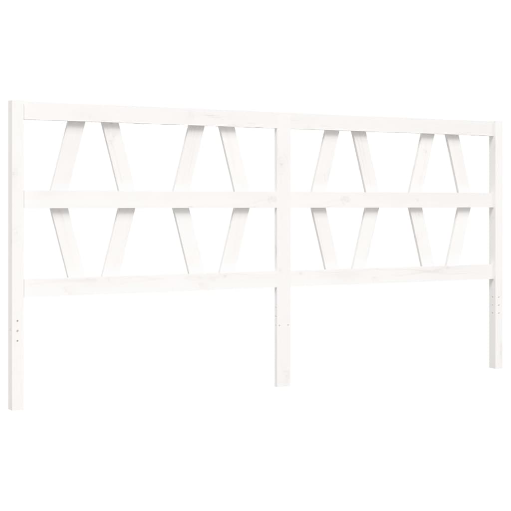 Bed Frame with Headboard White 183x203 cm King Solid Wood