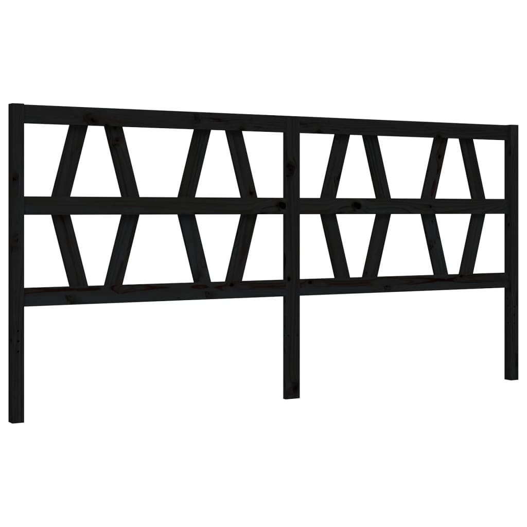 Bed Frame with Headboard Black 183x203 cm King Solid Wood