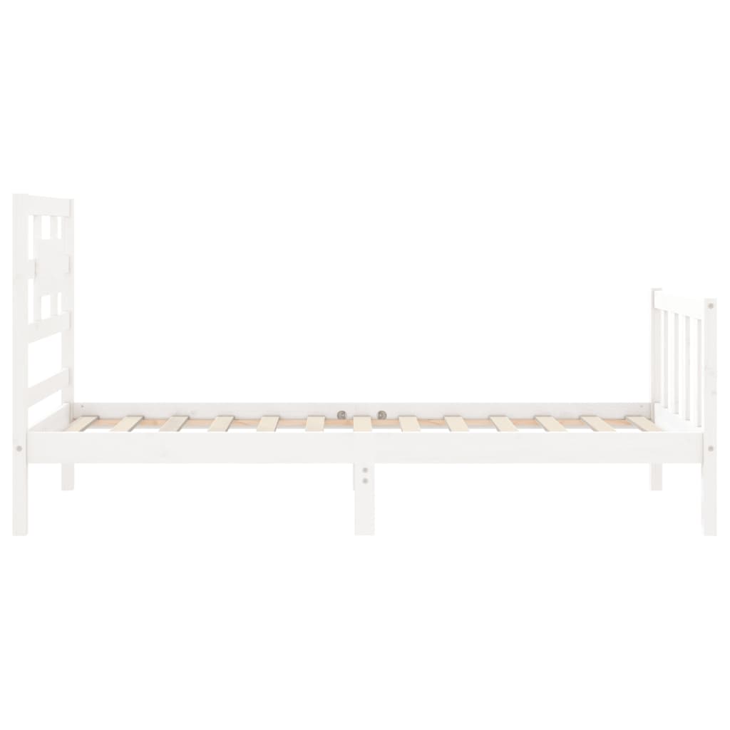 Bed Frame with Headboard White 92x187 cm Single Size Solid Wood