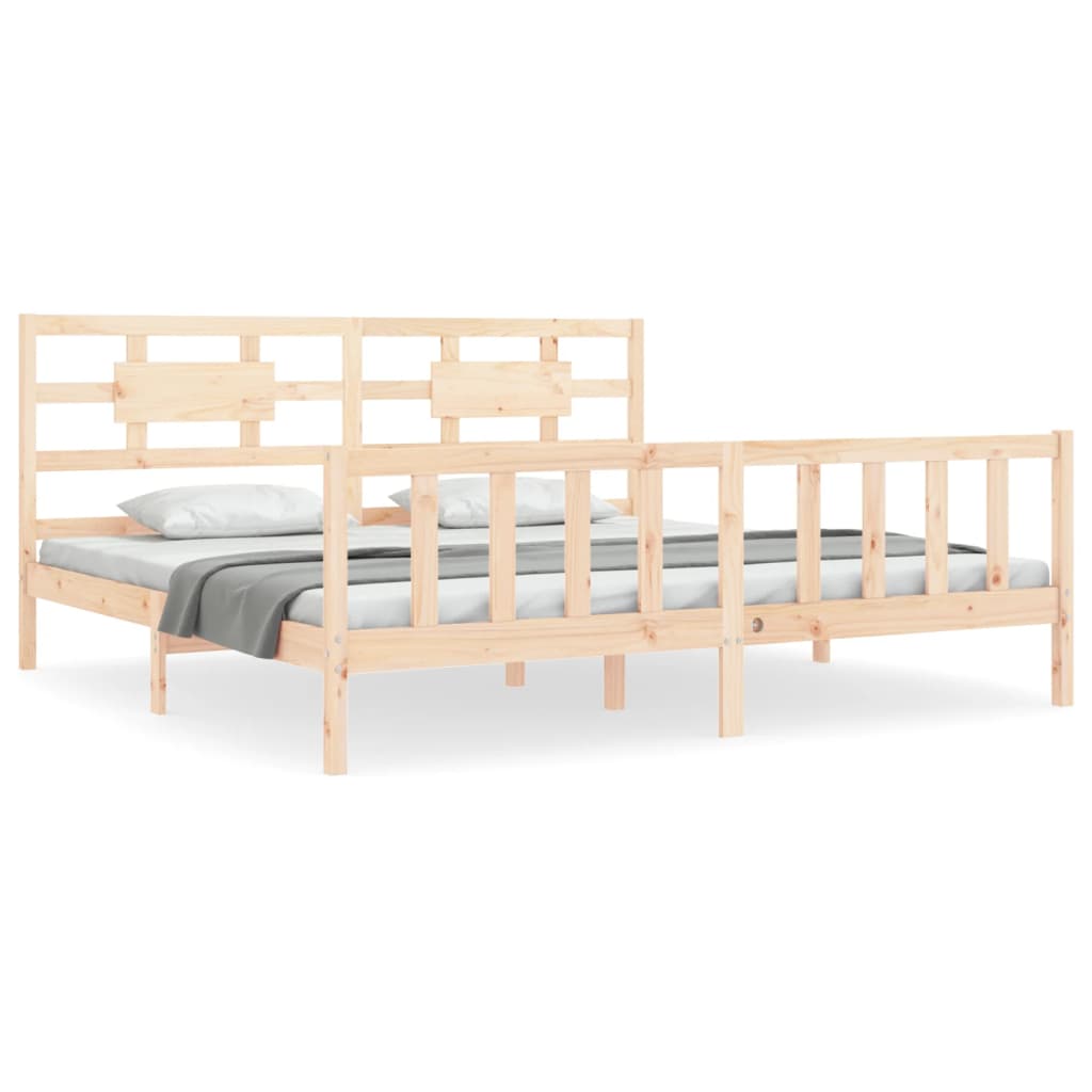 Bed Frame with Headboard 183x203 cm King Solid Wood