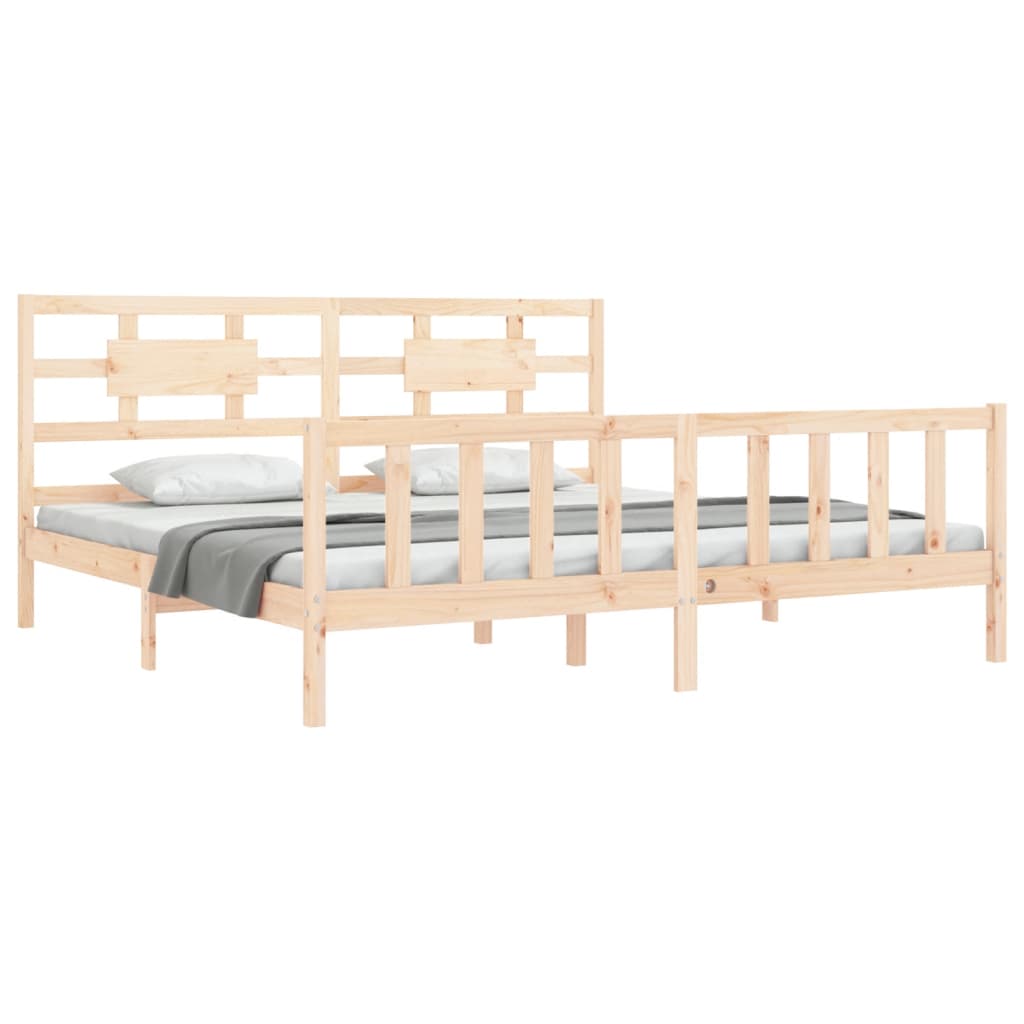 Bed Frame with Headboard 183x203 cm King Solid Wood