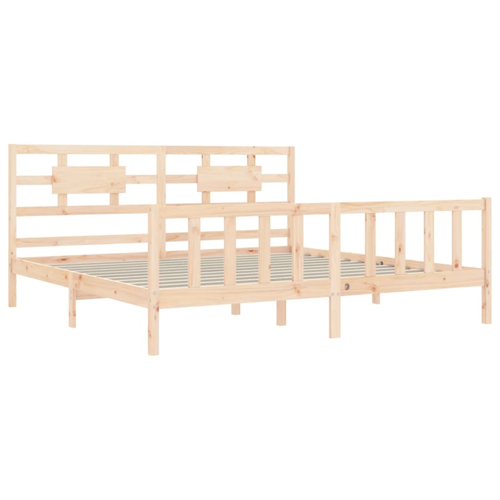 Bed Frame with Headboard 183x203 cm King Solid Wood