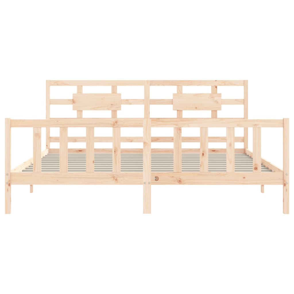 Bed Frame with Headboard 183x203 cm King Solid Wood