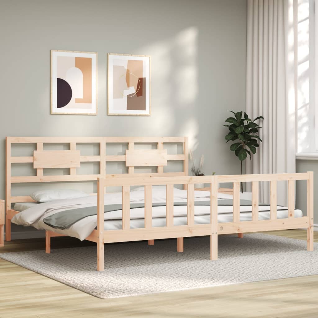 Bed Frame with Headboard 183x203 cm King Solid Wood