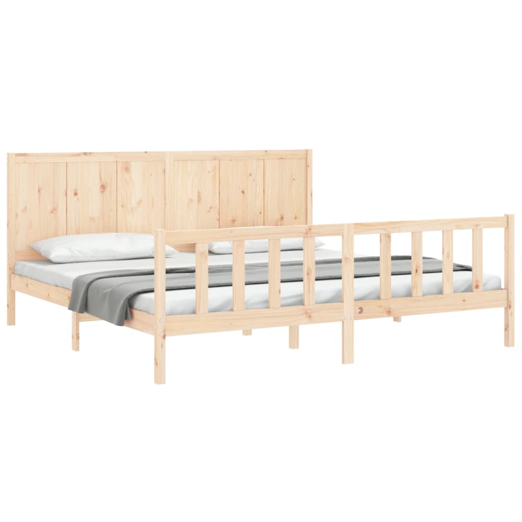 Bed Frame with Headboard 183x203 cm King Solid Wood