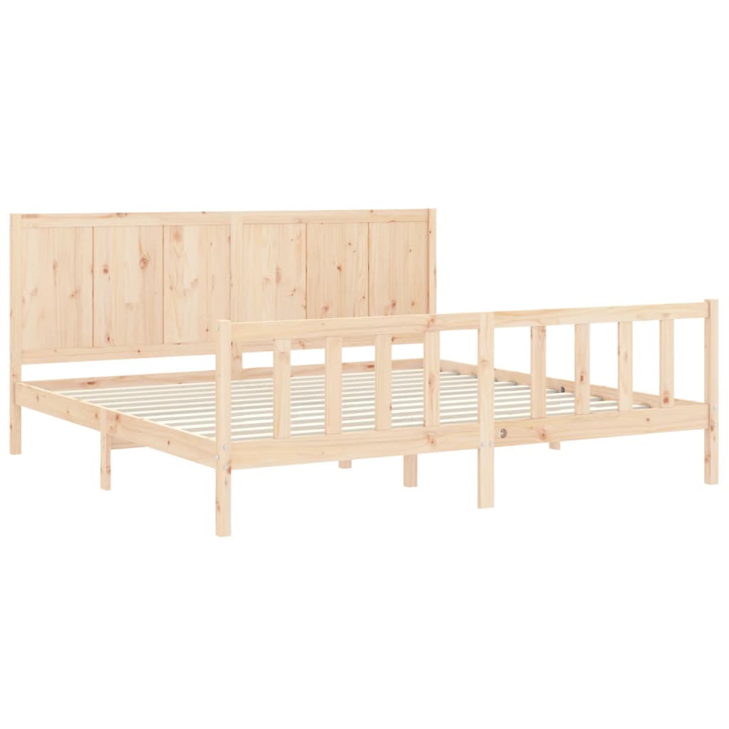 Bed Frame with Headboard 183x203 cm King Solid Wood