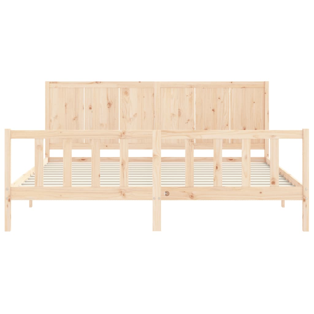 Bed Frame with Headboard 183x203 cm King Solid Wood