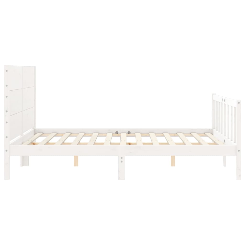 Bed Frame with Headboard White 153x203 cm Queen Solid Wood