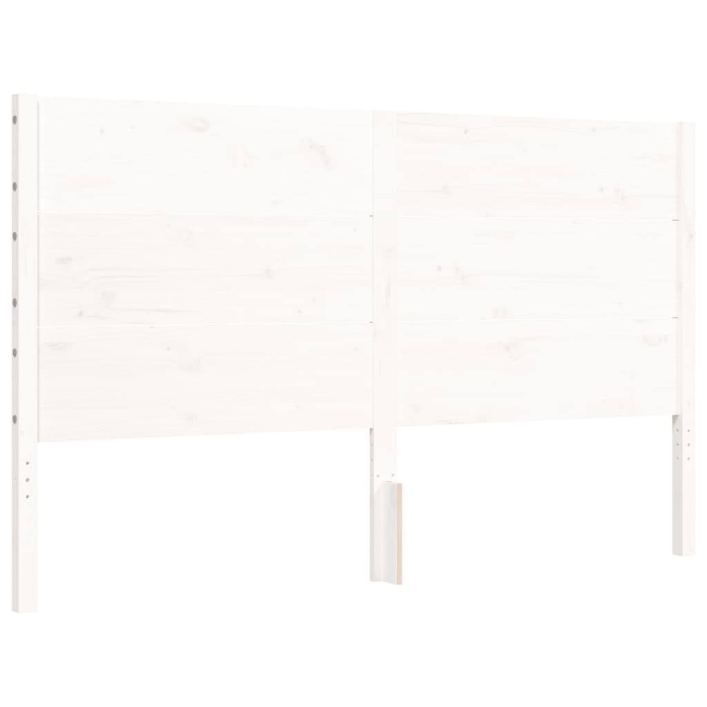 Bed Frame with Headboard White 153x203 cm Queen Solid Wood