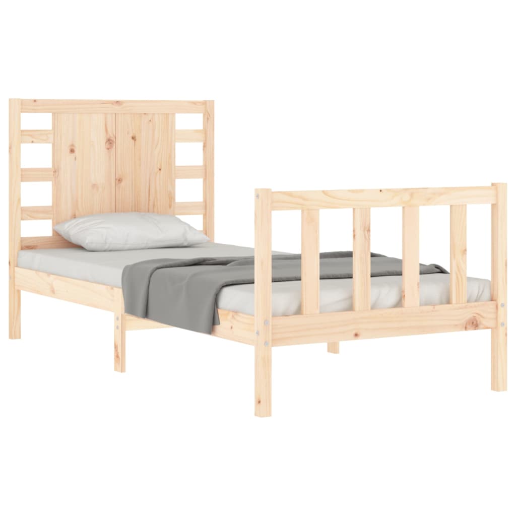 Bed Frame with Headboard 92x187 cm Single Size Solid Wood