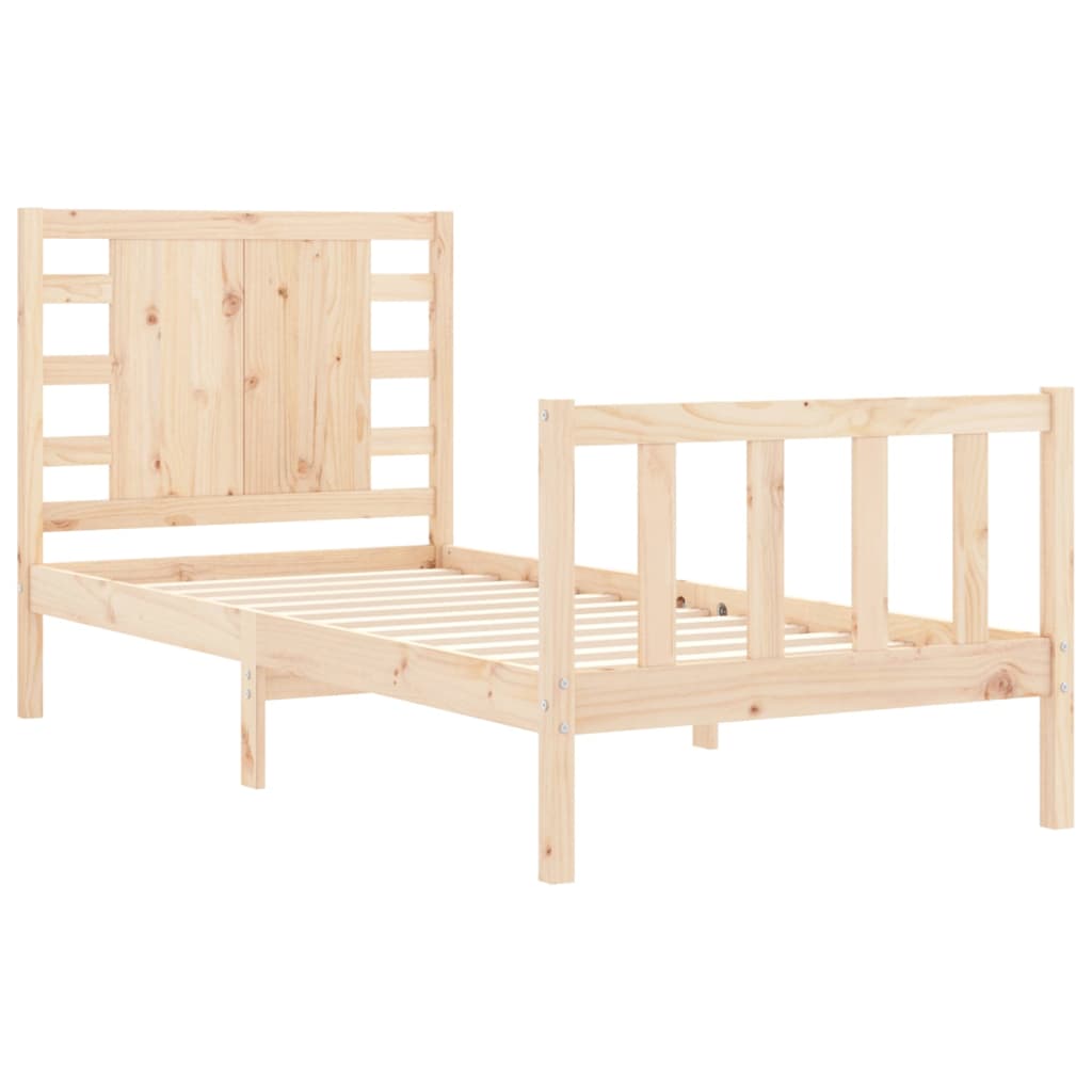 Bed Frame with Headboard 92x187 cm Single Size Solid Wood