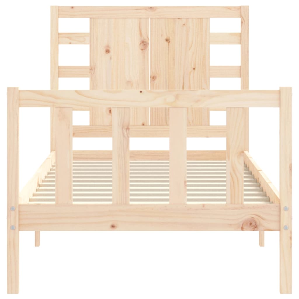 Bed Frame with Headboard 92x187 cm Single Size Solid Wood