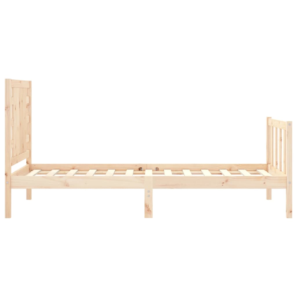 Bed Frame with Headboard 92x187 cm Single Size Solid Wood