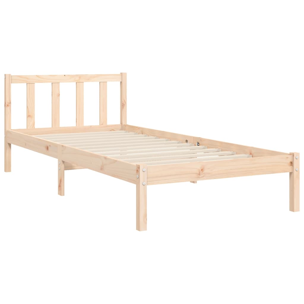 Bed Frame with Headboard 92x187 cm Single Size Solid Wood