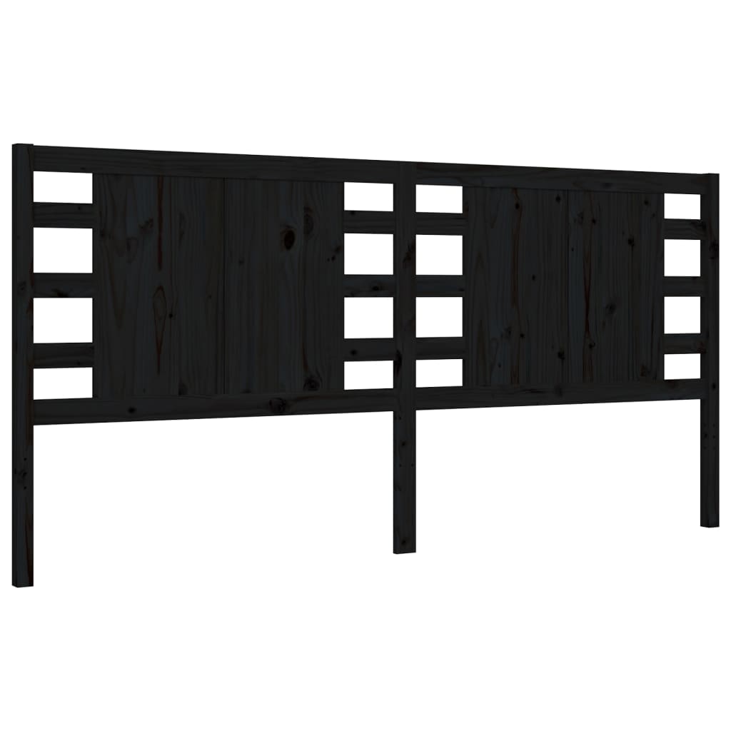 Bed Frame with Headboard Black 183x203 cm King Solid Wood