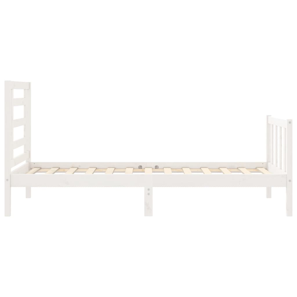 Bed Frame with Headboard White 92x187 cm Single Size Solid Wood