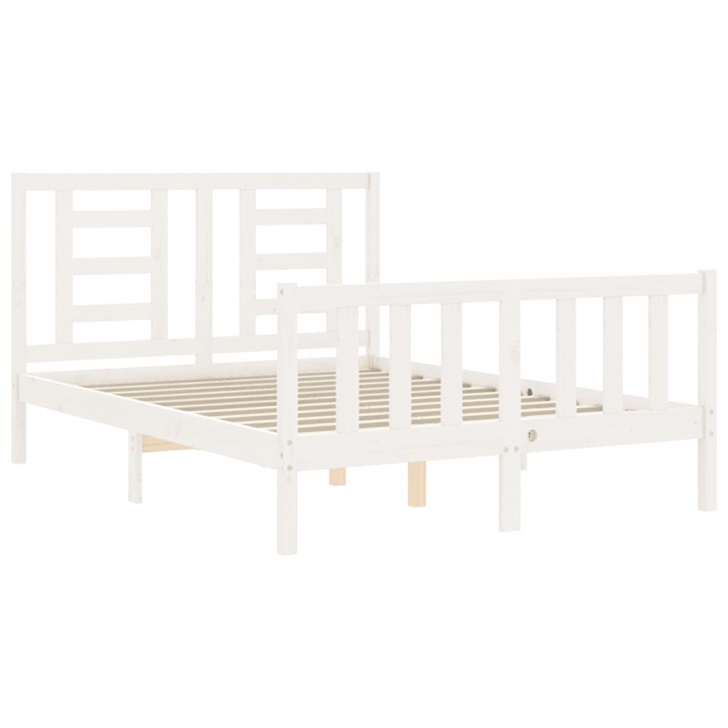 Bed Frame with Headboard White 137x187 cm Double Solid Wood