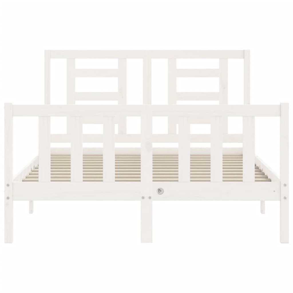 Bed Frame with Headboard White 137x187 cm Double Solid Wood