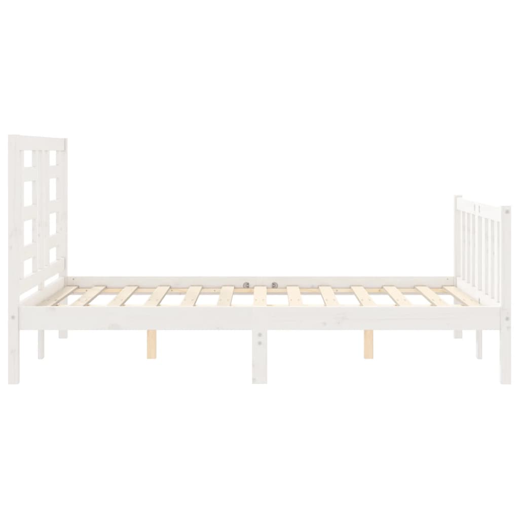 Bed Frame with Headboard White 137x187 cm Double Solid Wood