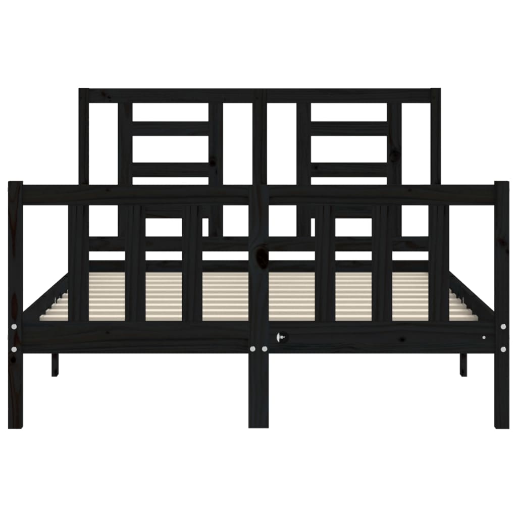 Bed Frame with Headboard Black 137x187 cm Double Solid Wood