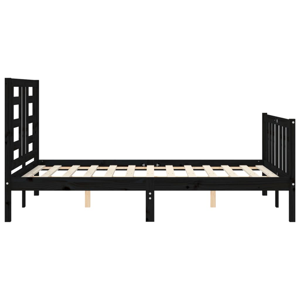 Bed Frame with Headboard Black 137x187 cm Double Solid Wood