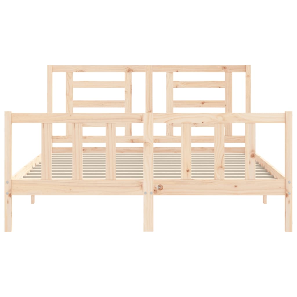 Bed Frame with Headboard 153x203 cm Queen Solid Wood