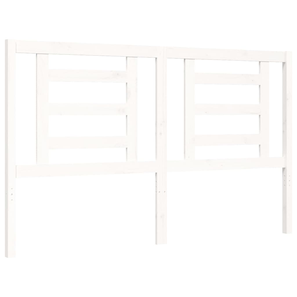 Bed Frame with Headboard White 153x203 cm Queen Solid Wood